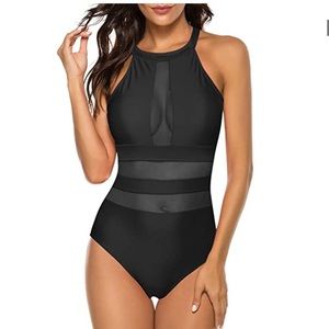 Brand new black mesh one piece swimsuit